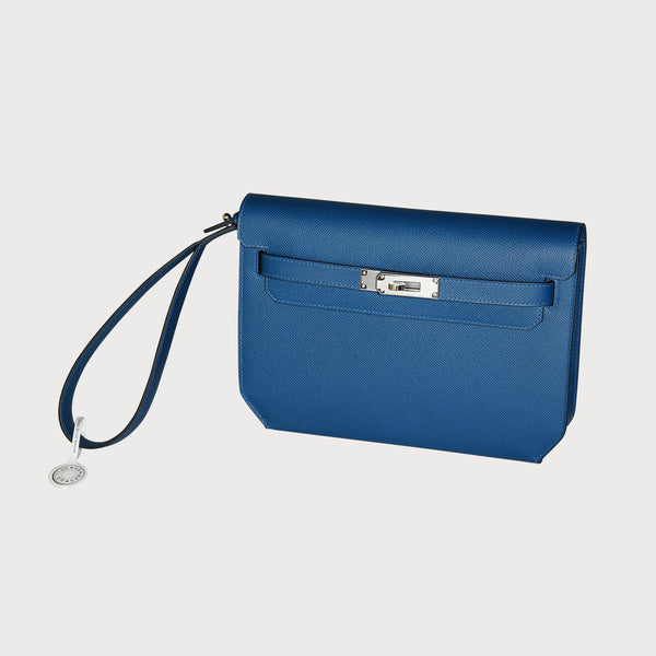 Hermès Kelly Depeche 25 Deep Blue With Palladium Hardware In Epsom Leather