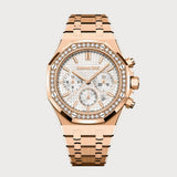Royal Oak 38 Chronograph In Rose Gold With White Dial & Diamond Set Bezel