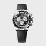 Daytona In White Gold With Black Rhodium Dial On Oysterflex
