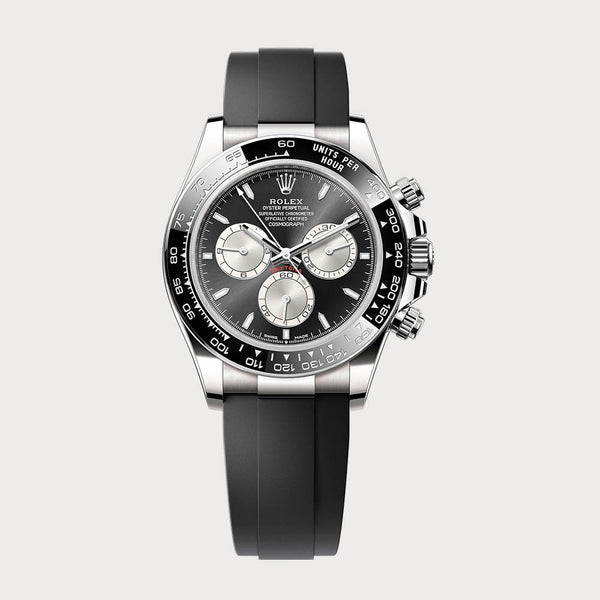Rolex Daytona In White Gold With Black Rhodium Dial On Oysterflex