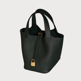 Picotin Lock 18 Vert Foncé With Gold Hardware In Taurillon Clemmence Leather