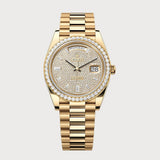 Day-Date 40 With Pave Dial & Diamond Set Bezel In Yellow Gold