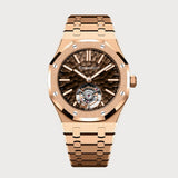 Royal Oak 41 Flying Tourbillon In Rose Gold With Brown Dimpled Dial
