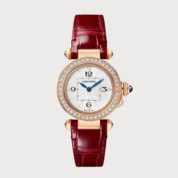 Cartier Pasha 30mm Diamond Set Bezel In Rose Gold With Silver Dial