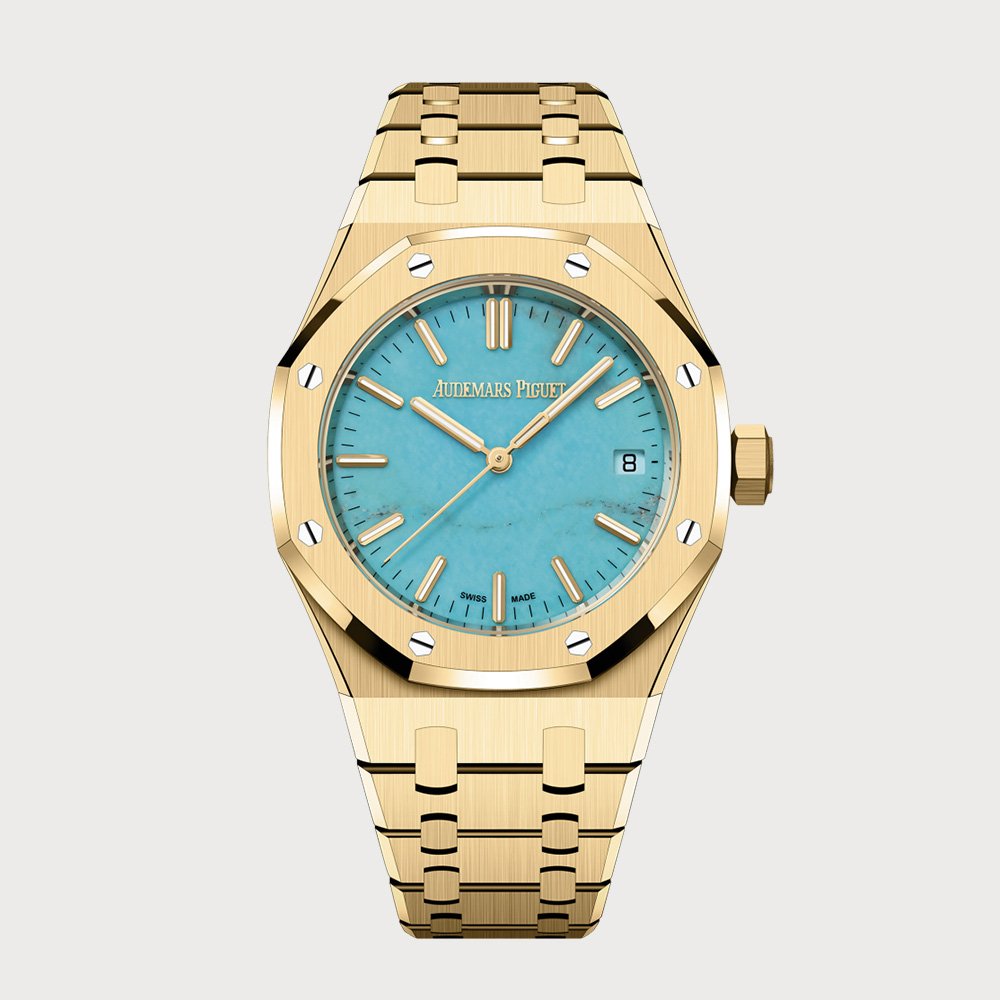 Audemars Piguet Royal Oak 37 Turquoise In Yellow Gold