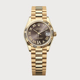 Datejust 31 Dark Grey Roman Diamond Dial In Yellow Gold