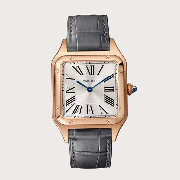 Cartier Santos Dumont Large In Rose Gold On A Leather Strap