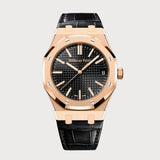 Royal Oak 41 With Black Dial In Rose Gold On Leather Strap
