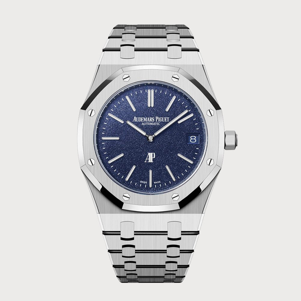 Audemars Piguet Royal Oak 39 Jumbo/ Extra-Thin In White Gold With Matte Blue Dial