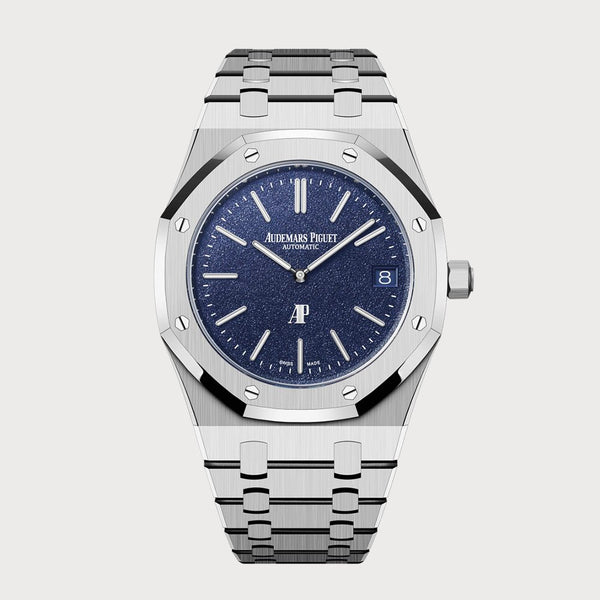 Audemars Piguet Royal Oak 39 Jumbo/ Extra-Thin In White Gold With Matte Blue Dial