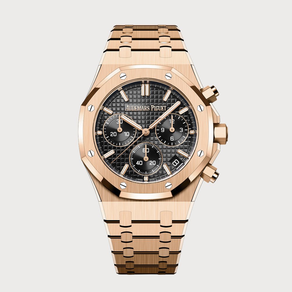 Audemars Piguet Royal Oak 41 Chronograph In Rose Gold With A Black Dial