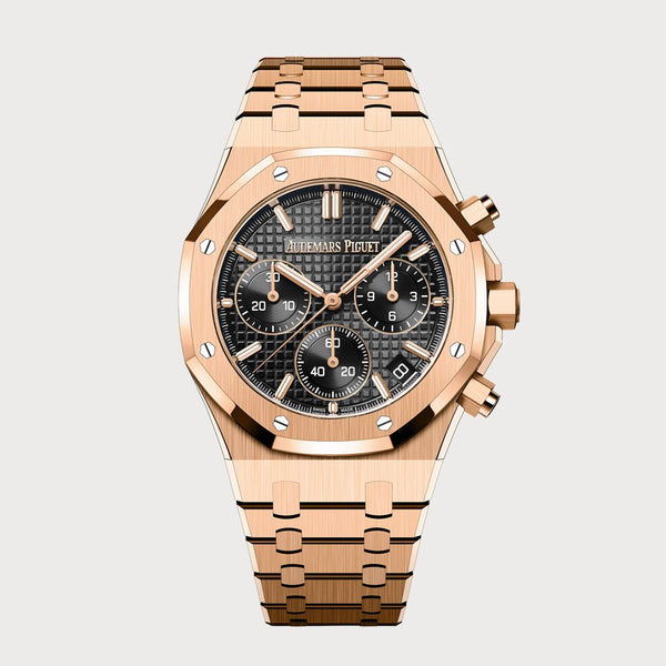 Audemars Piguet Royal Oak 41 Chronograph In Rose Gold With A Black Dial