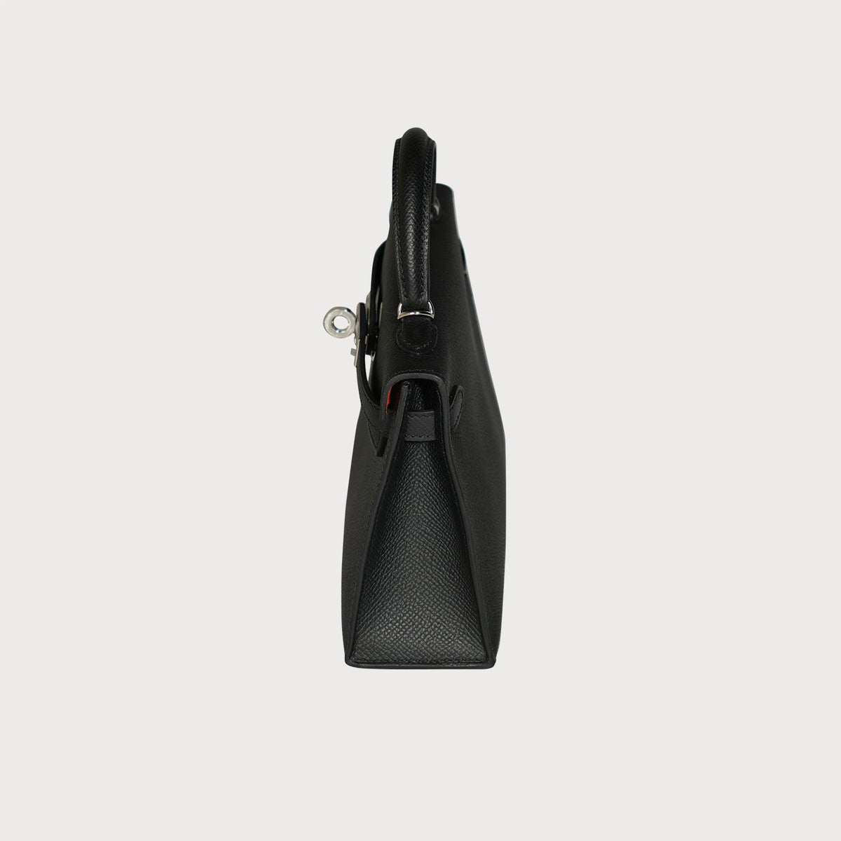 Hermès Mini Kelly 20 Black With Palladium Hardware And Orange Poppy Interior Lining - view 4