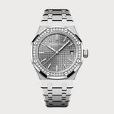 Royal Oak 37 Stainless Steel With A Grey/ Rhodium Dial & Diamond Bezel