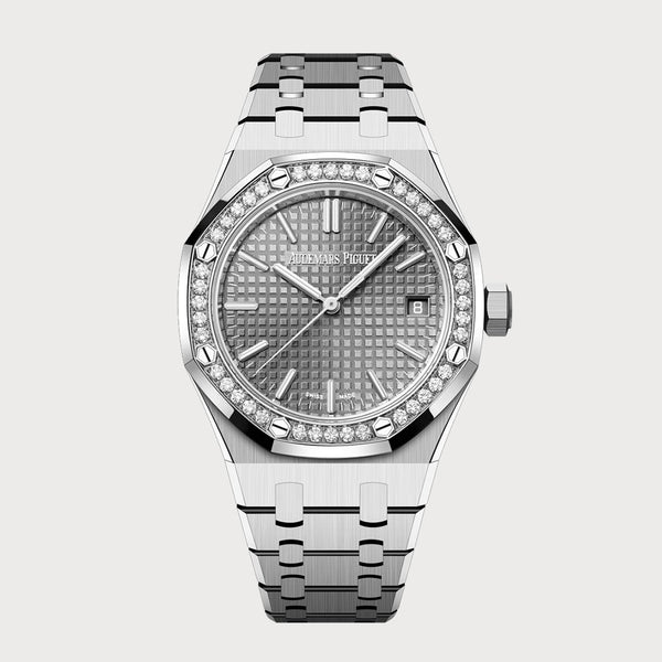 Audemars Piguet Royal Oak 37 Stainless Steel With A Grey/ Rhodium Dial & Diamond Bezel