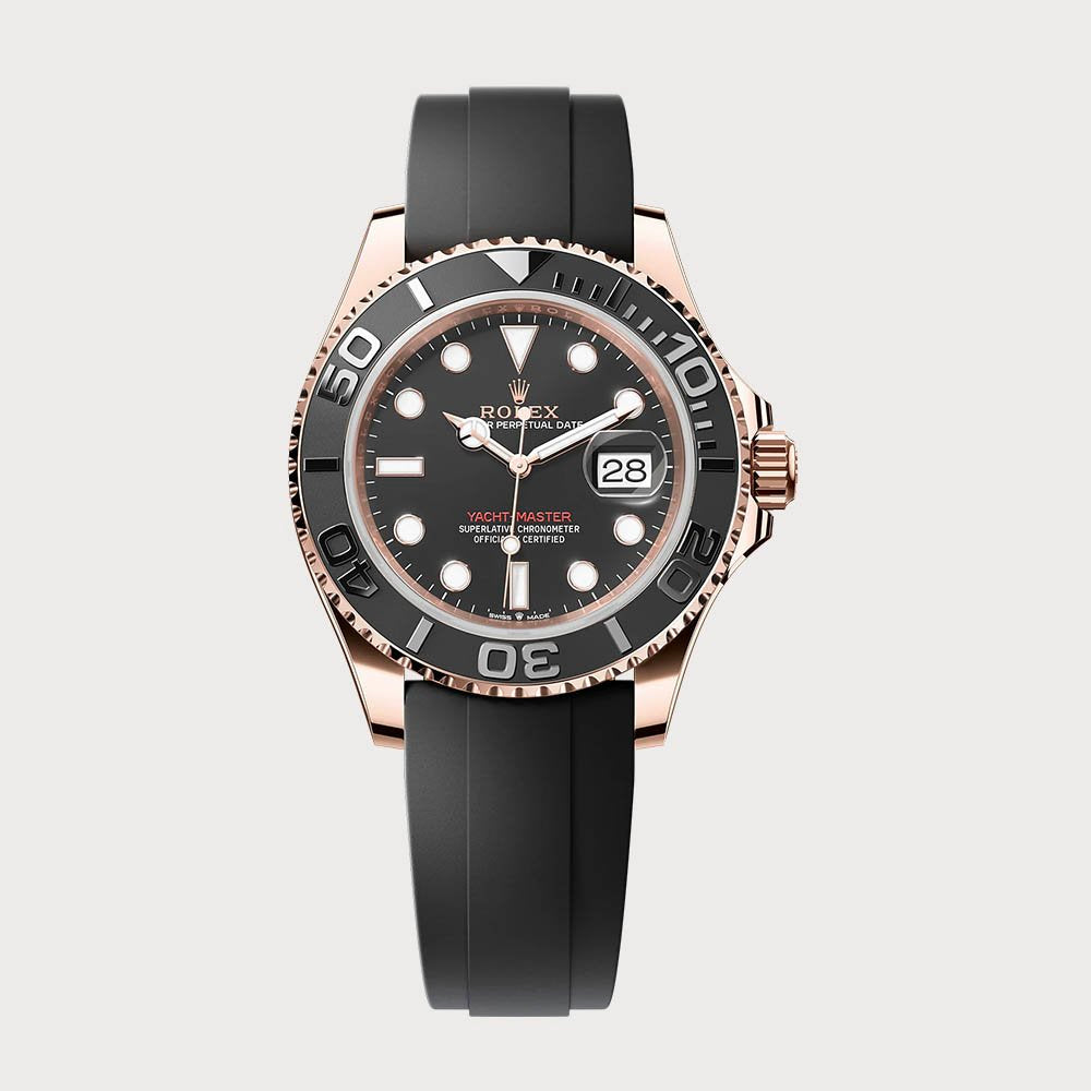 Rolex Yacht-Master 40 In Rose Gold On Oysterflex