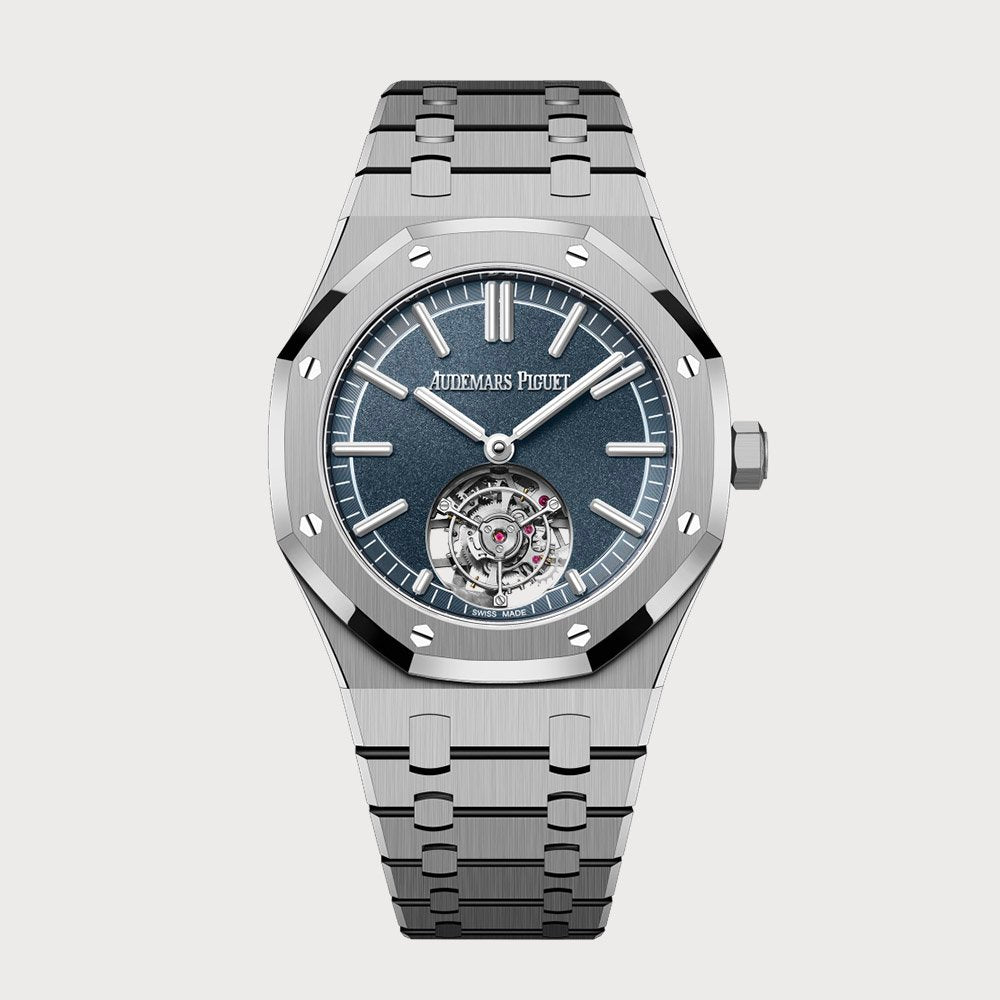 Audemars Piguet Royal Oak 41 Flying Tourbillon In Titanium With Matte Blue Dial