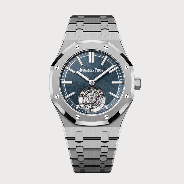 Audemars Piguet Royal Oak 41 Flying Tourbillon In Titanium With Matte Blue Dial