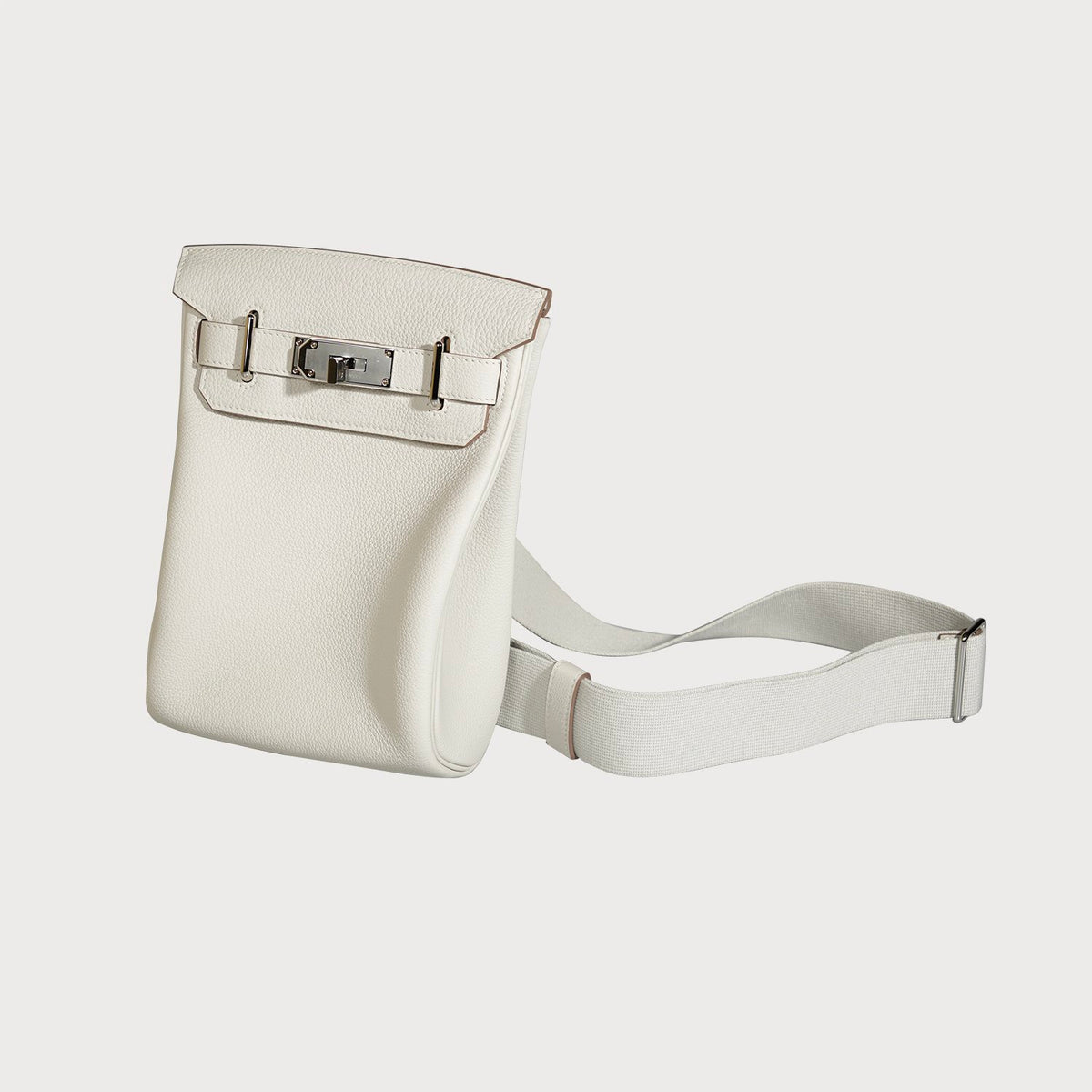 Hermès Hac A Dos Pm White/ Gris Pale With Palladium Hardware In Togo Leather