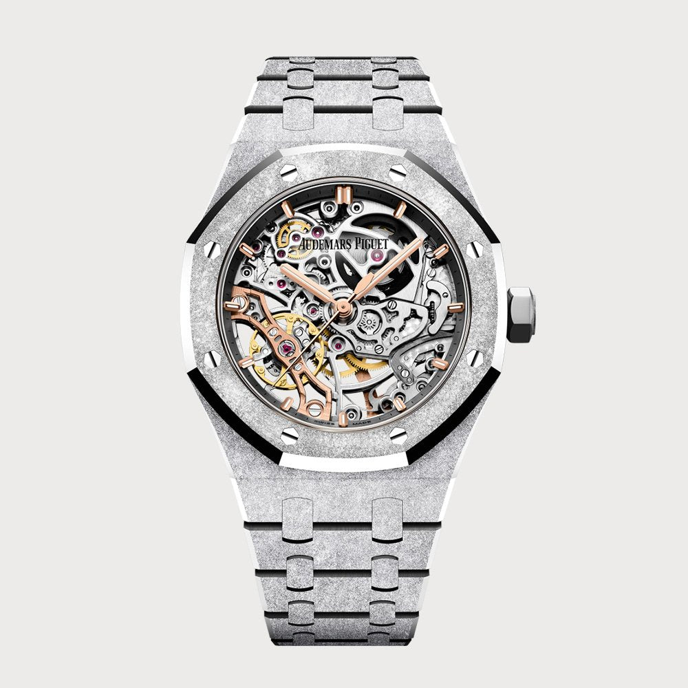 Audemars Piguet Royal Oak 37 Double Balance Wheel Skeleton In Frosted White Gold