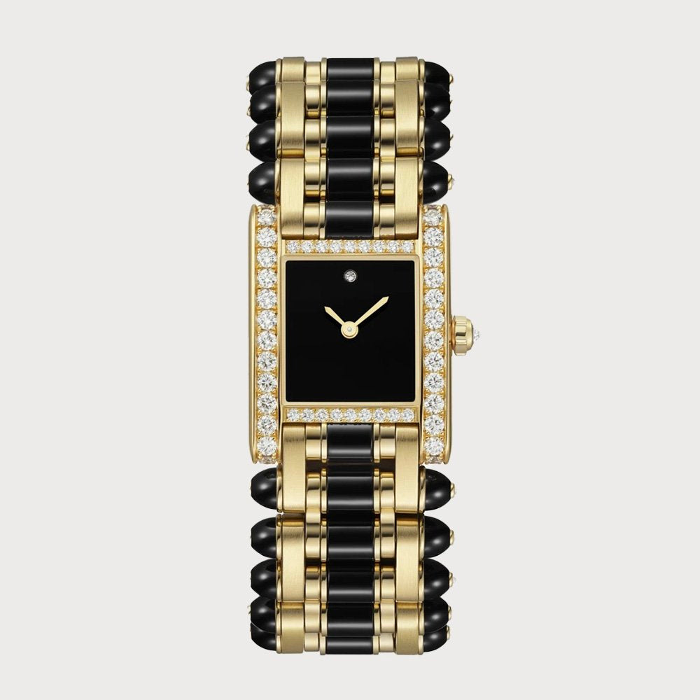 Cartier Tank Jewellery Large In Yellow Gold With Onyx & Diamonds