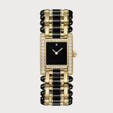 Tank Jewellery Large In Yellow Gold With Onyx & Diamonds