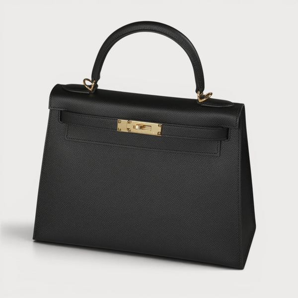 Hermes Kelly 28 Black Ghw Epsom