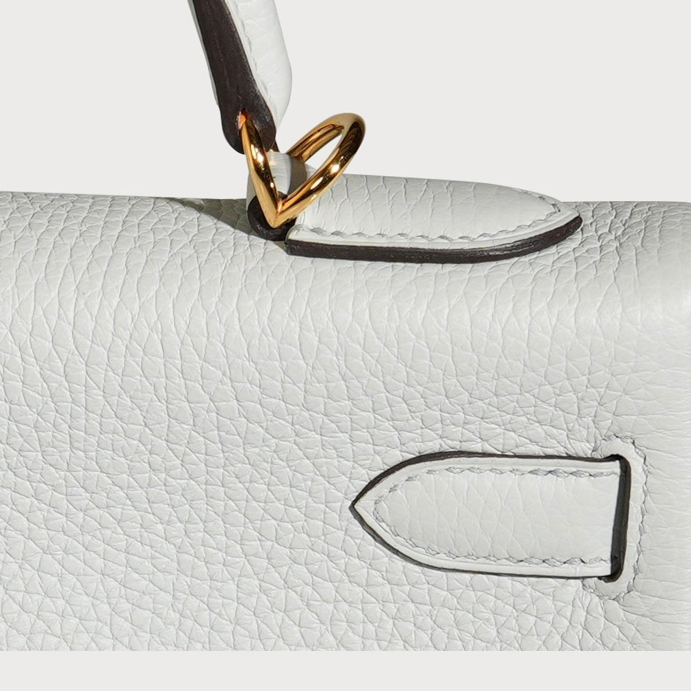 Hermès Hermes Kelly 32 Blue Pale With Gold Hardware In Taurillon Clemmence Leather - view 14