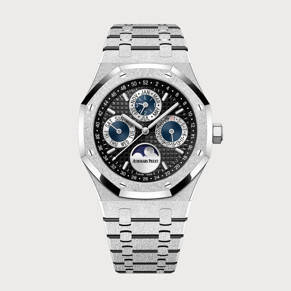 Audemars Piguet Royal Oak 41 Frosted White Gold Perpetual Calendar With Black Dial