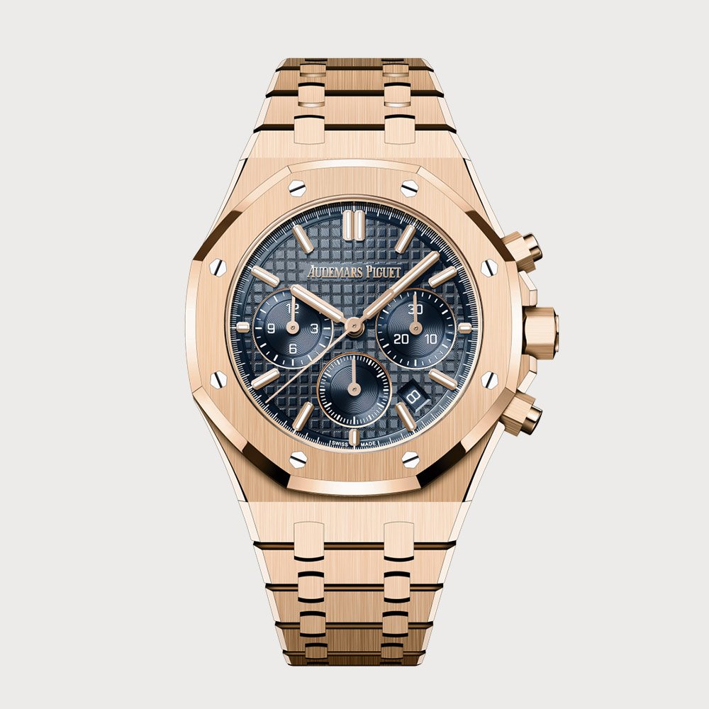 Audemars Piguet Royal Oak 38 Chronograph In Rose Gold With Blue Dial