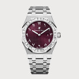 Royal Oak 33 Quartz In White Gold With Burgundy Red Arabic Dial & Diamond Set Bezel