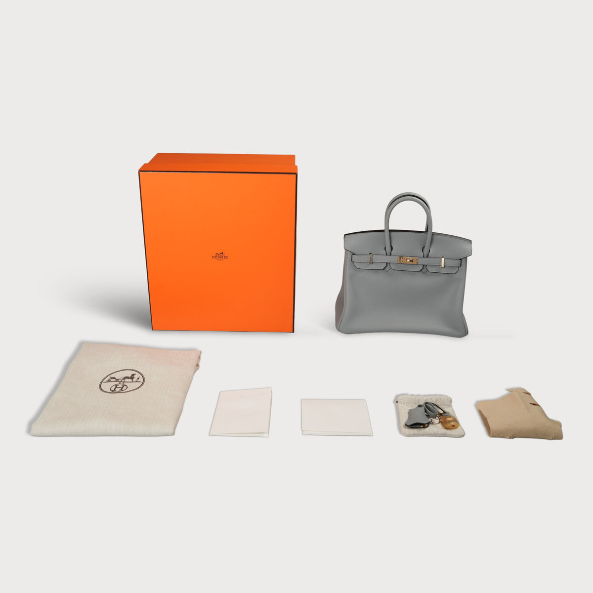 Hermes Birkin 25 Gris Pantin PBHW