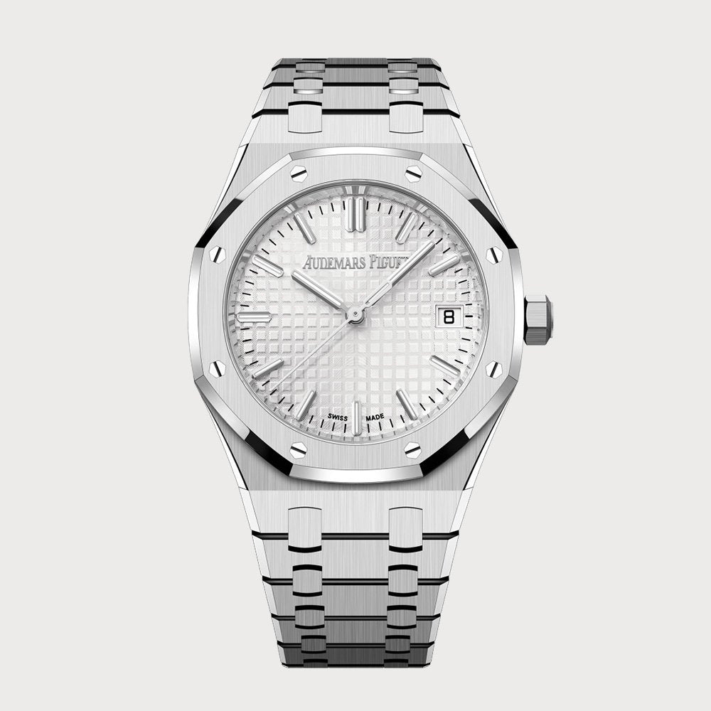 Audemars Piguet Royal Oak 34 In Stainless Steel With White Dial