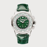World Time Flyback Chronograph With Green Dial In Platinum
