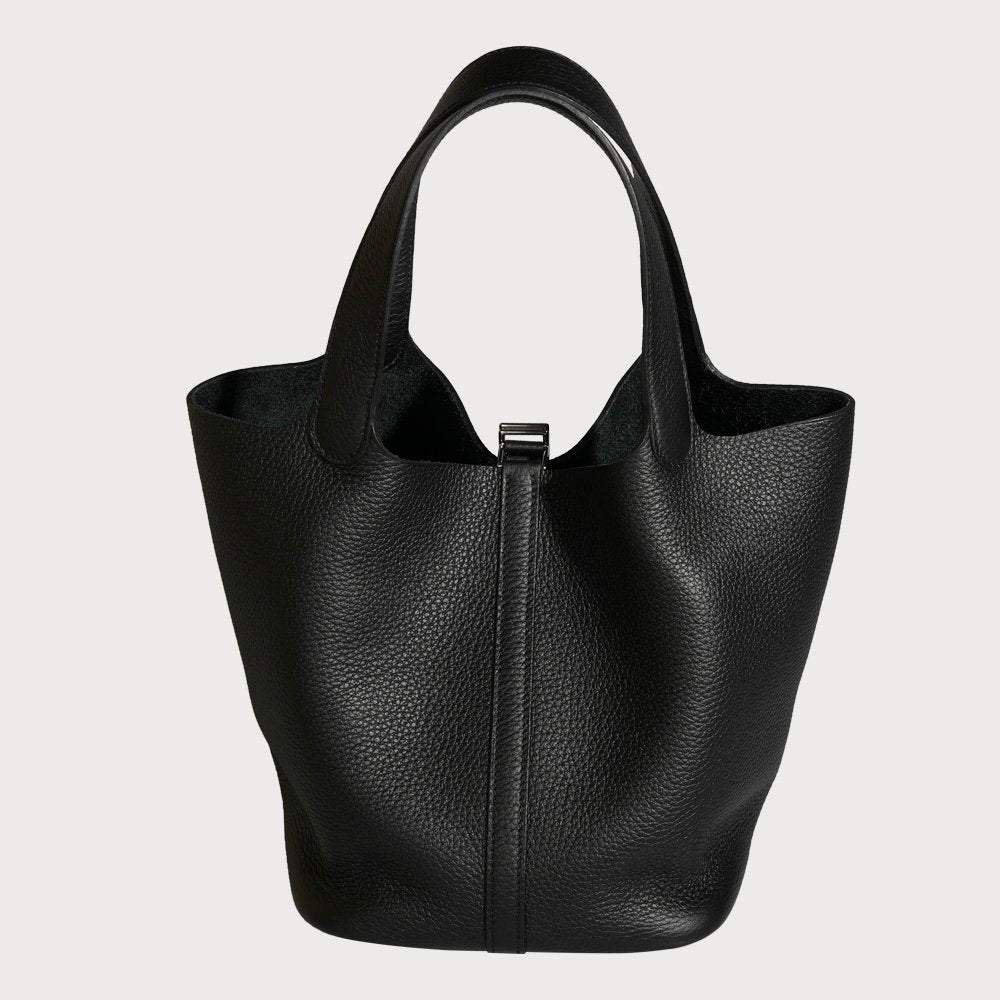 Hermès Picotin Lock 22 Black With Palladium Hardware In Clemmence Leather - view 10