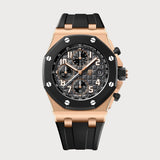 Royal Oak Offshore Chronograph Black Ceramic Bezel & Rose Gold Case On A Rubber Strap