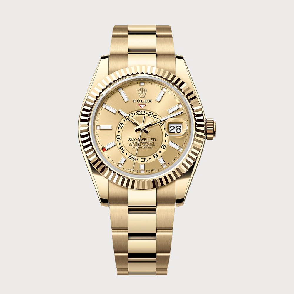 Rolex Sky-Dweller With Champagne Dial In Yellow Gold