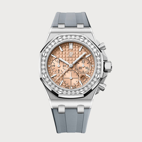 Audemars Piguet Royal Oak Offshore Chronograph Diamond Set On Steel With Salmon Dial