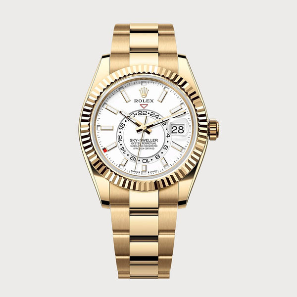 Rolex Sky-Dweller With White Dial In Yellow Gold