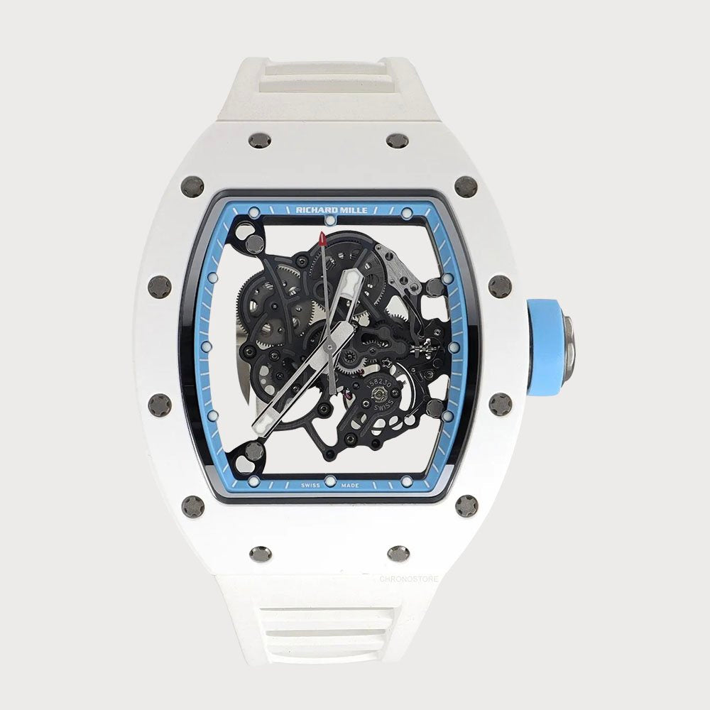 Richard Mille Rm055 Bubba Watson Skeleton White & Baby Blue, Asia Edition