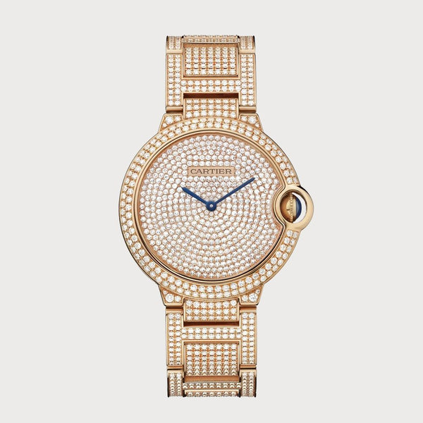 Cartier Ballon Bleu In 36,6mm Fully Diamond Set In Rose Gold