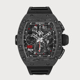 Rm11-02 Jet Black Flyback Chronograph Dual Time In Ntpt Carbon