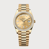 Day-Date 40 Champagne Baguette Dial & Baguette Diamond Bezel In Yellow Gold