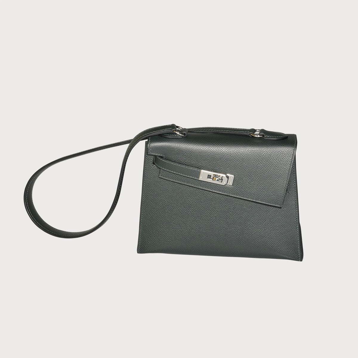 Hermès Mini Kelly 20 En Desordre In Vert Fonce With Palladium Hardware In Epsom Leather - view 13
