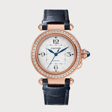Pasha 35mm Diamond Set Bezel In Rose Gold With White Dial