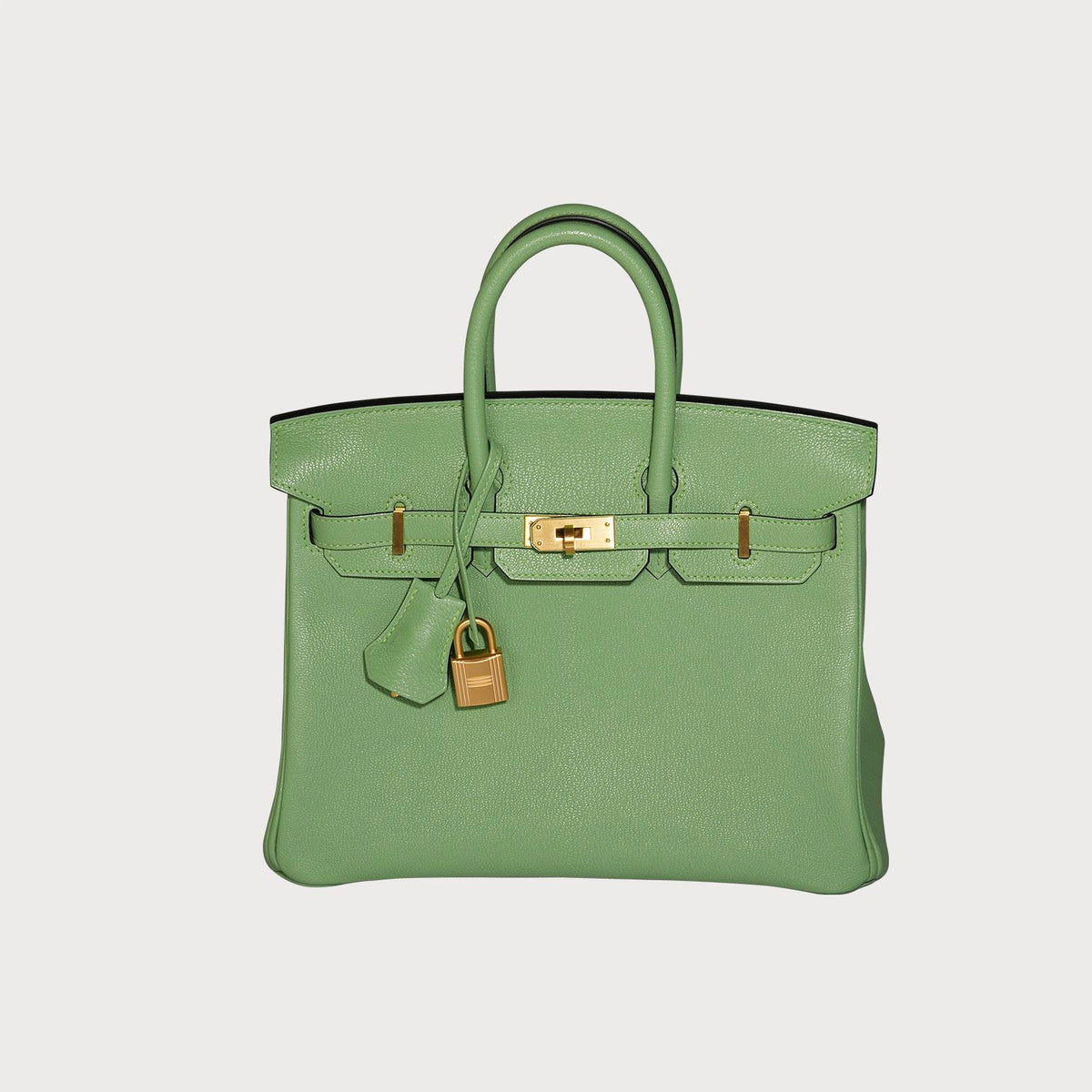 Hermès Birkin 25 Hss Vert Criquet With Rouge Interior And Brushed Gold Hardware In Chèvre Leather - view 3