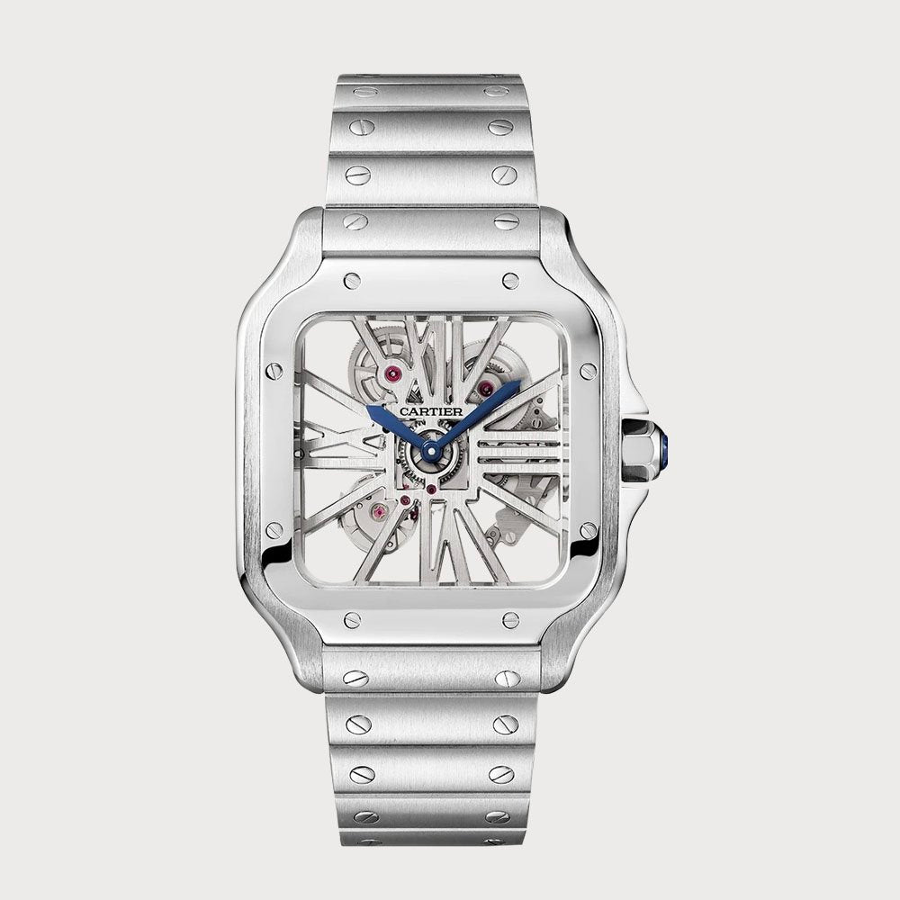 Cartier Santos Skeleton In Stainless Steel