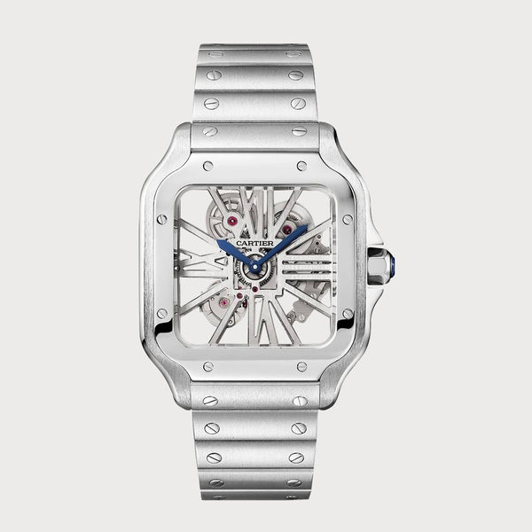 Cartier Santos Skeleton In Stainless Steel