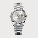 Day-Date 40 Silver Dial With Baguette-Cut Diamonds In Platinum