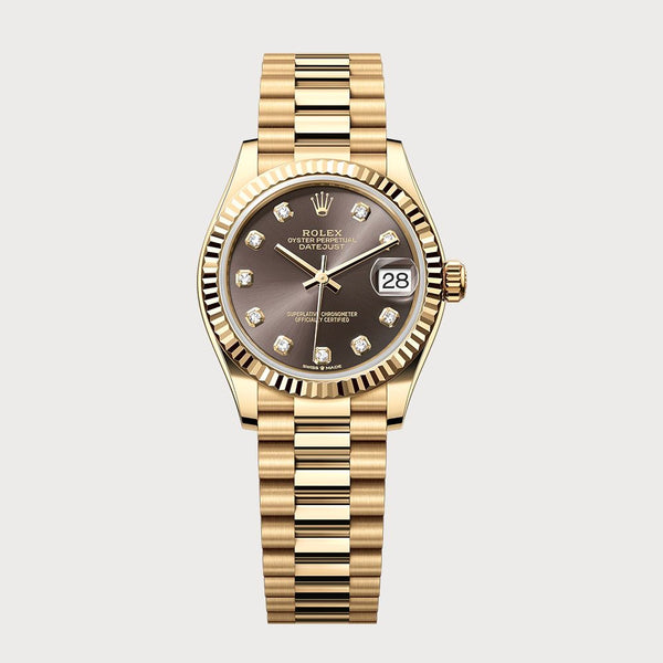Rolex Datejust 31 Dark Grey Diamond Dial In Yellow Gold